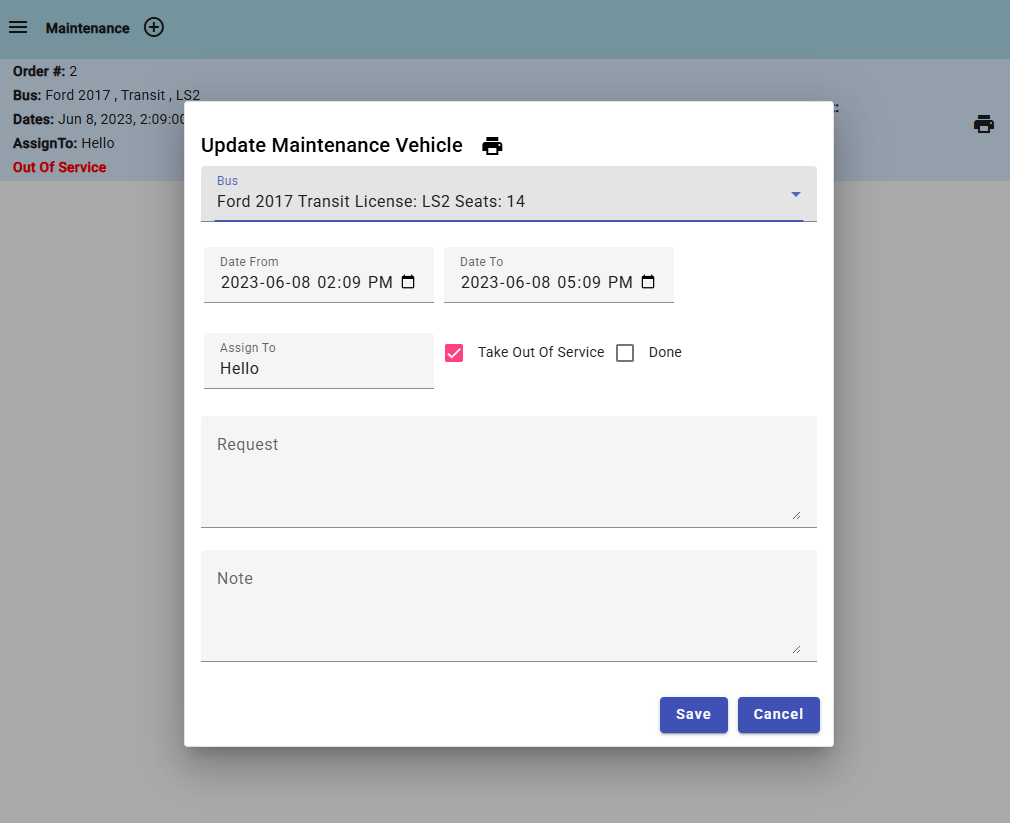 fleet and maintenance in passenger booking software